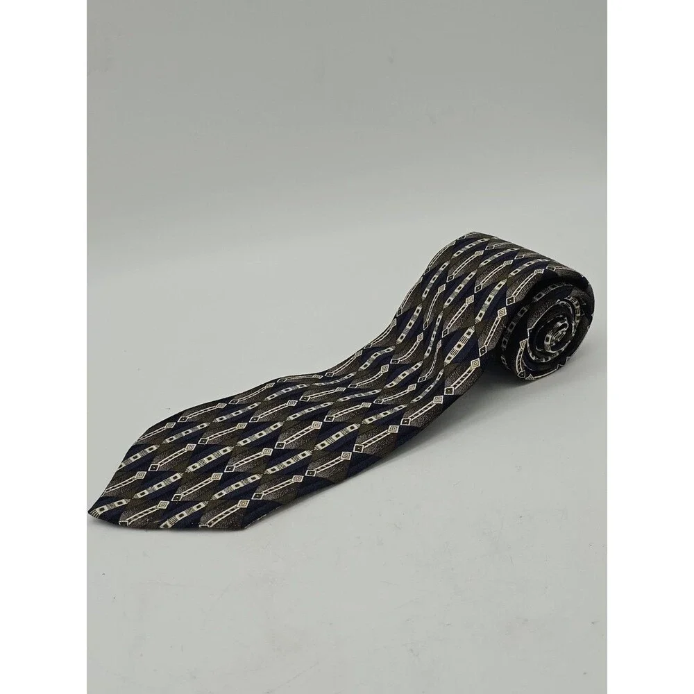 Lamberti Italy Art Deco Necktie Silk Diamond Geometric Vintage Handmade